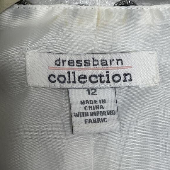 DRESSBARN COLLECTION 12 Collared Sparkly Blazer Rhinestone Clasp WHITE BLACK - Picture 7 of 16